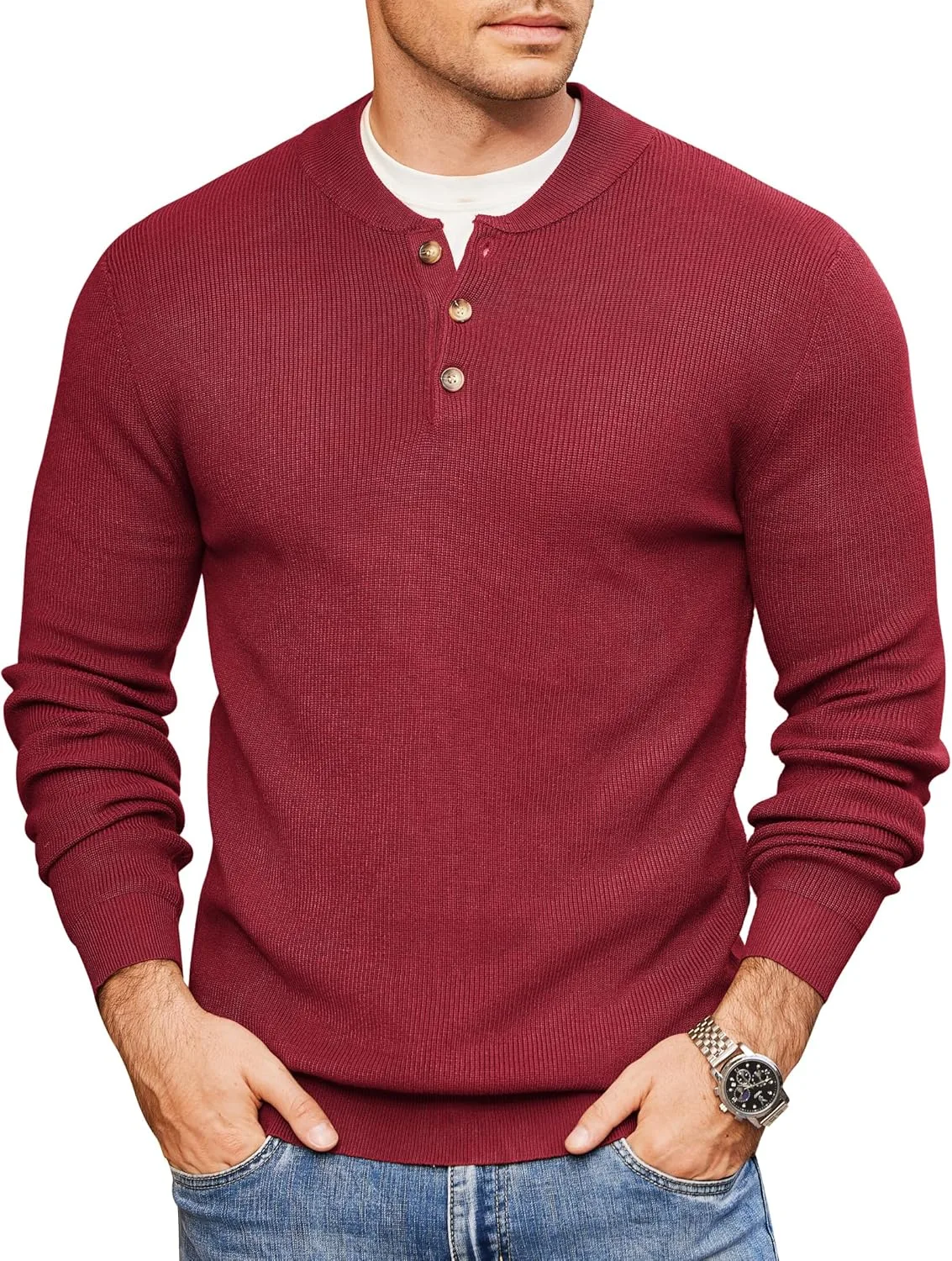 COOFANDY мужской хенли свитер с длинным рукавом и пуговицами
COOFANDY мужской хенли свитер с длинным рукавом и пуговицами