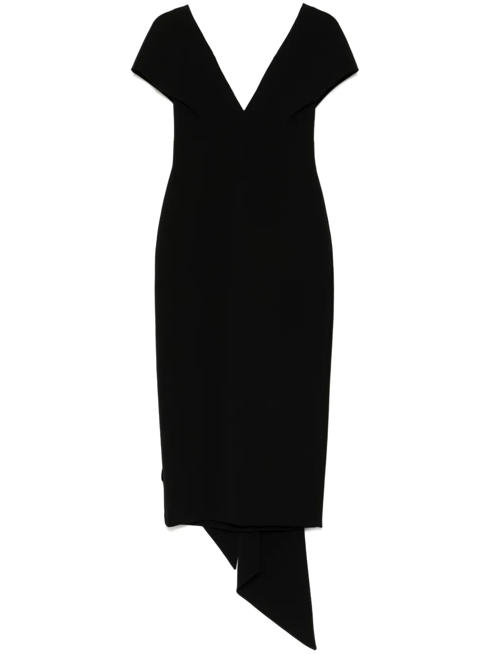 Креповое платье миди Italian с V-образным вырезом Amsale, черный 
Креповое платье миди Italian с V-образным вырезом Amsale, черный