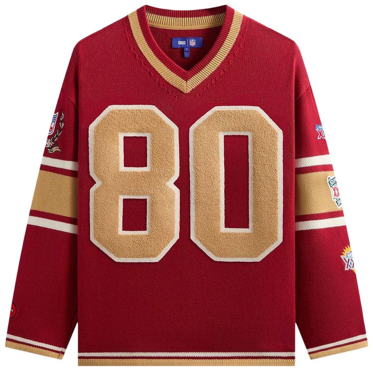 Вязаный свитер Kith For The NFL San Francisco 49ers с V-образным вырезом, модель, красный
Вязаный свитер Kith For The NFL San Francisco 49ers с V-образным вырезом, модель, красный