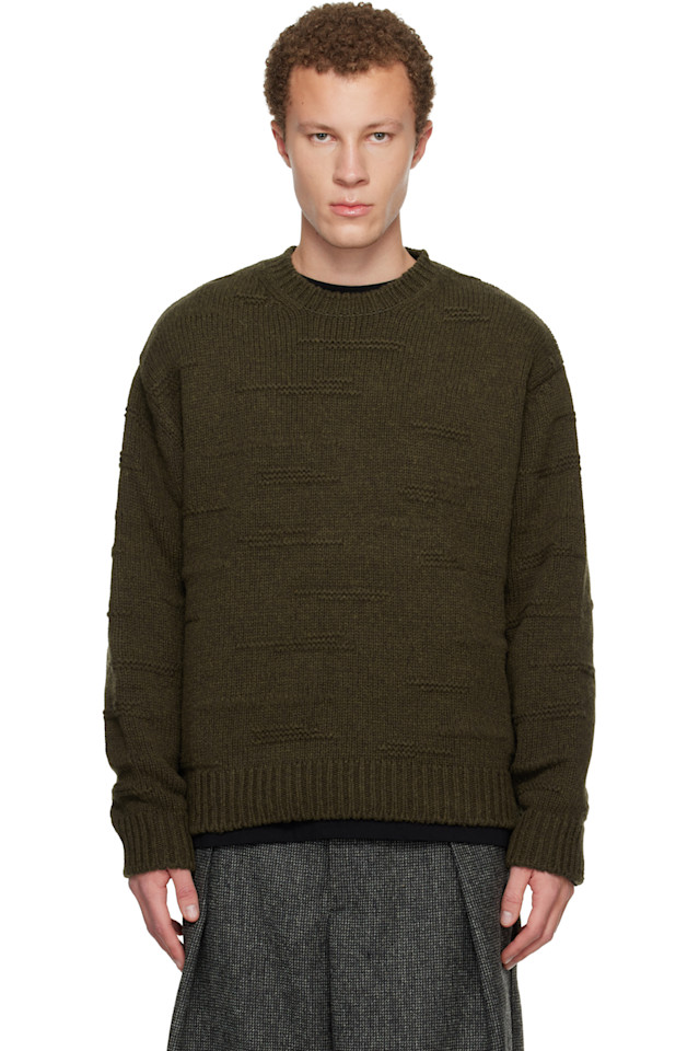 Wooyoungmi Шерстяной свитер цвета хаки в фактурную полоску
Wooyoungmi Шерстяной свитер цвета хаки в фактурную полоску