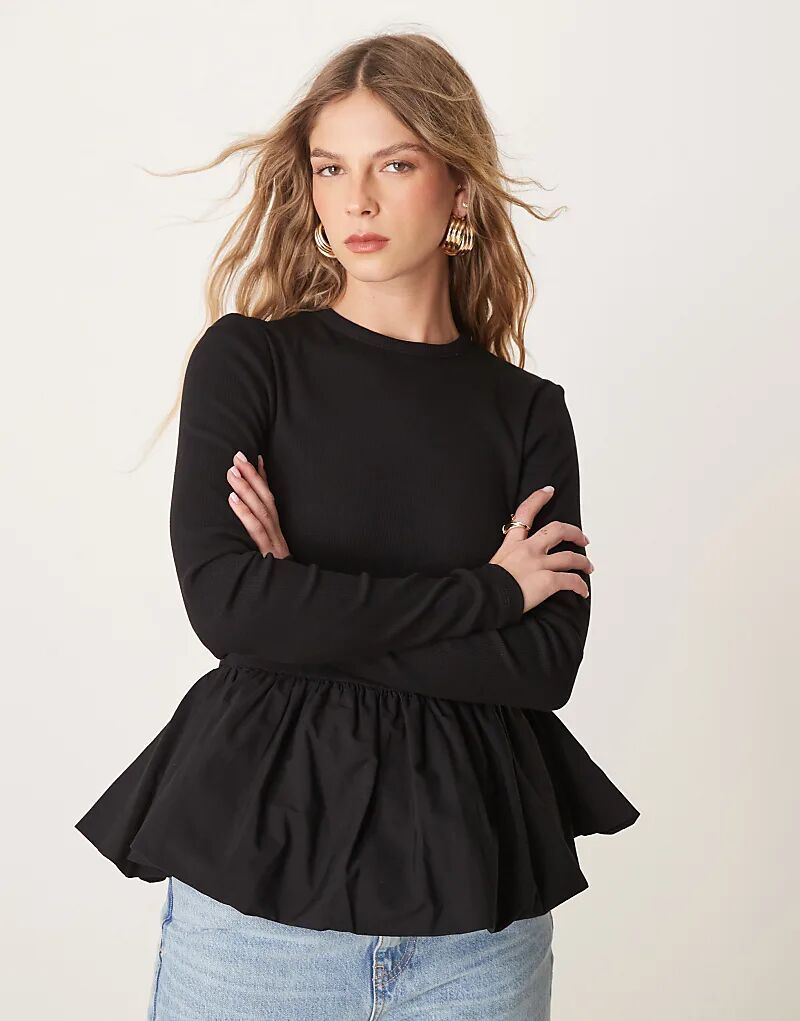 Топ с длинными рукавами и подолом-фонариком черного цвета YAS
Топ с длинными рукавами и подолом-фонариком черного цвета YAS