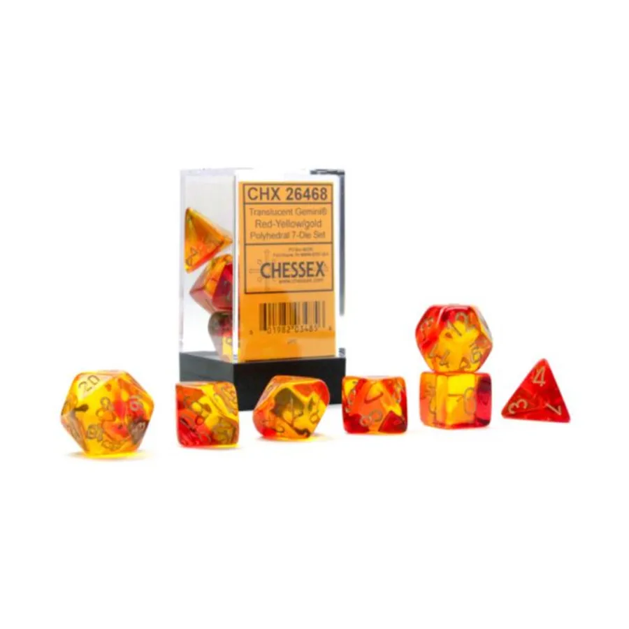 Poly Set полупрозрачный красно-желтый с золотом (7), Dice - Gemini - Poly Sets (Chessex)
Poly Set полупрозрачный красно-желтый с золотом (7), Dice - Gemini - Poly Sets (Chessex)