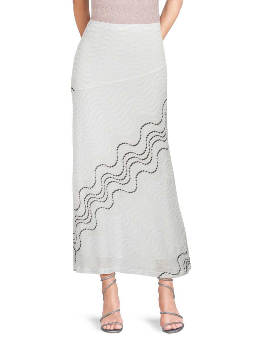 Юбка миди Wave Knit А-силуэта M Missoni, серебряный 
Юбка миди Wave Knit А-силуэта M Missoni, серебряный