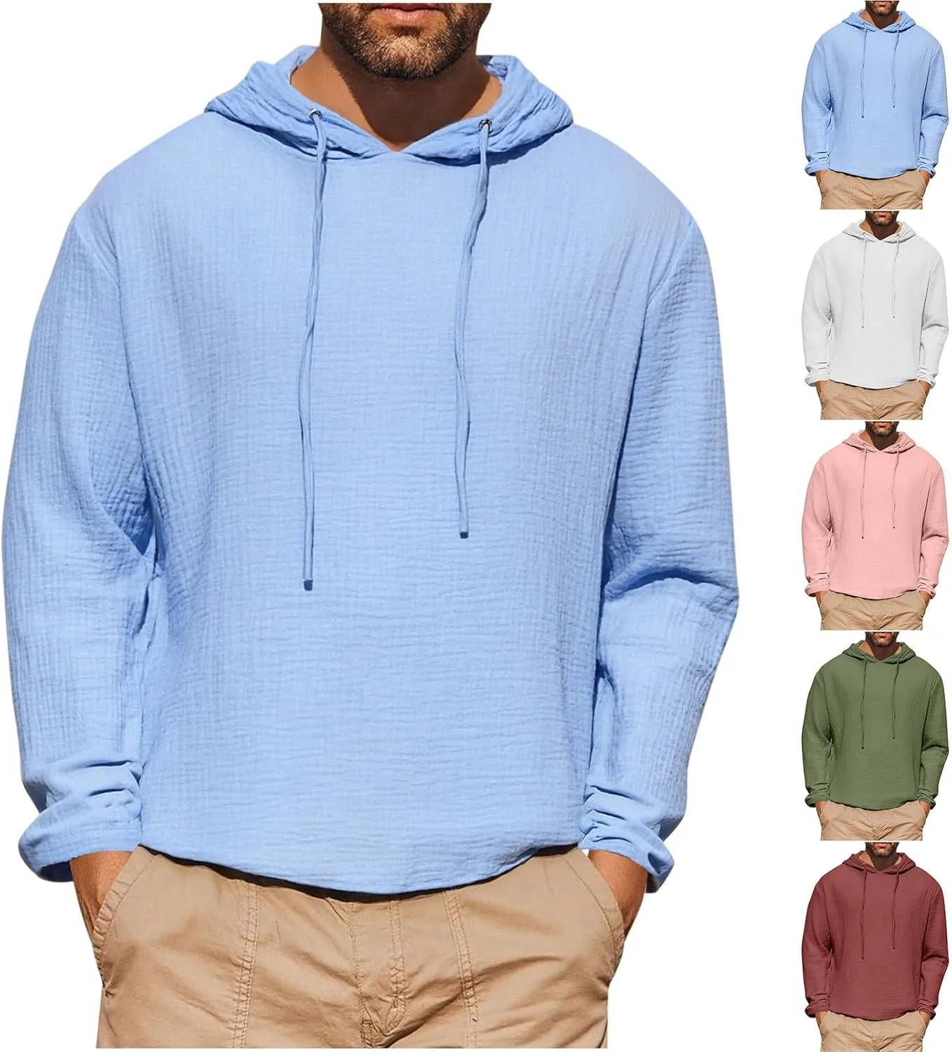 Мужская льняная толстовка с капюшоном, легкая, с защитой от солнца UPF 50+
Мужская льняная толстовка с капюшоном, легкая, с защитой от солнца UPF 50+