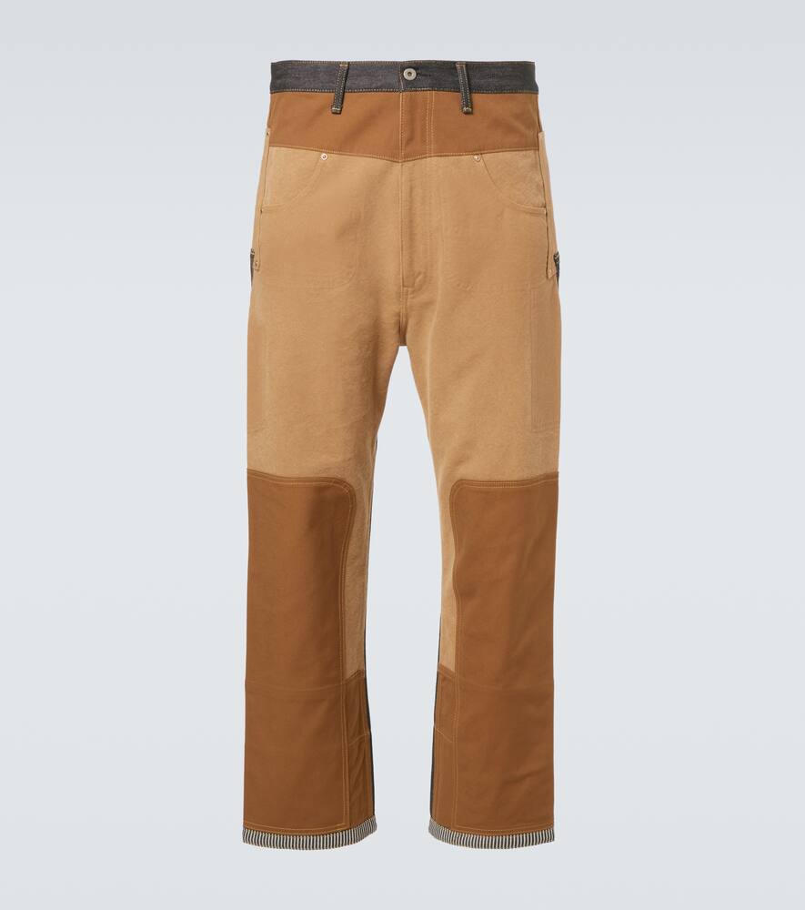 Прямые брюки из денима и замши с элементами пэчворк Junya Watanabe, Indigo x Camel
Прямые брюки из денима и замши с элементами пэчворк Junya Watanabe, Indigo x Camel