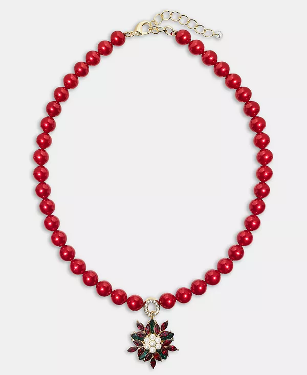 Ожерелье с подвеской в виде пуансеттии из искусственного жемчуга золотистого оттенка красного цвета, 16 дюймов + удлинитель 2 дюйма Holiday Lane, red
Ожерелье с подвеской в виде пуансеттии из искусственного жемчуга золотистого оттенка красного цвета, 16 дюймов + удлинитель 2 дюйма Holiday Lane, red