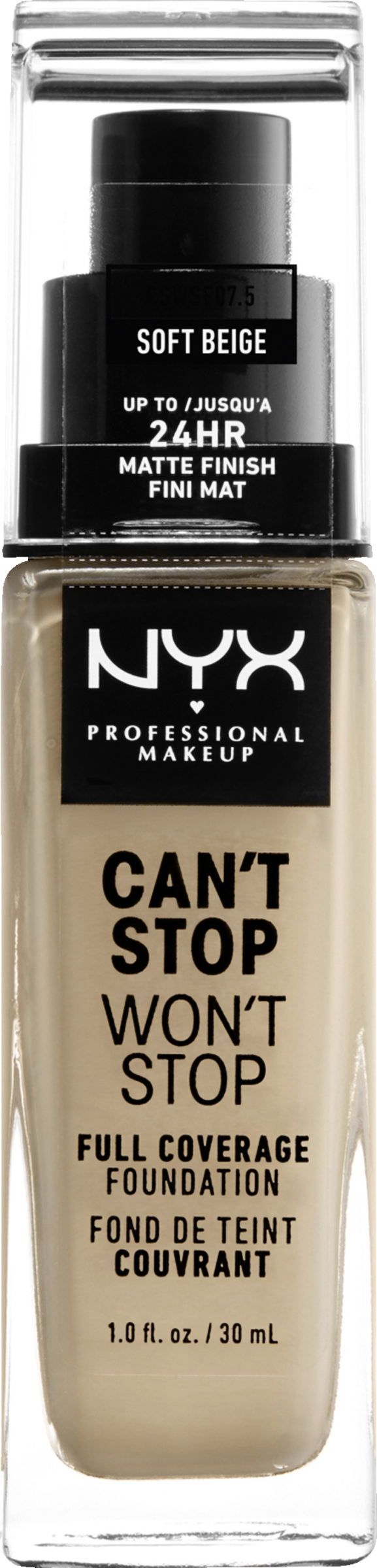 Тональный крем NYX Professional MakeUp Can't Stop Won't Stop Foundation 7.5 Soft Beige
Тональный крем NYX Professional MakeUp Can't Stop Won't Stop Foundation 7.5 Soft Beige