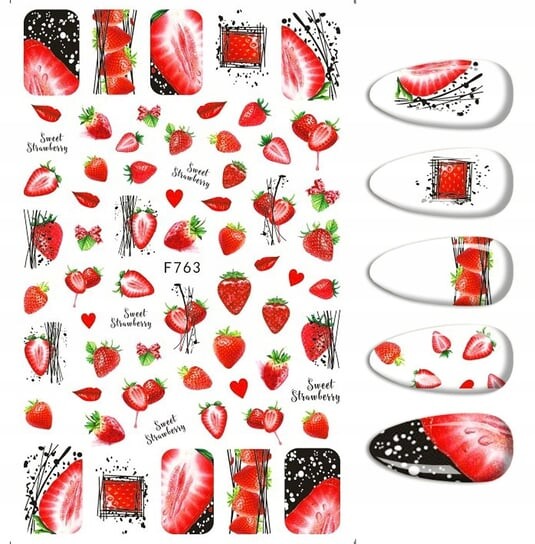 Наклейки для дизайна ногтей с клубничными узорами, F-763, Frezarkowo
Наклейки для дизайна ногтей с клубничными узорами, F-763, Frezarkowo