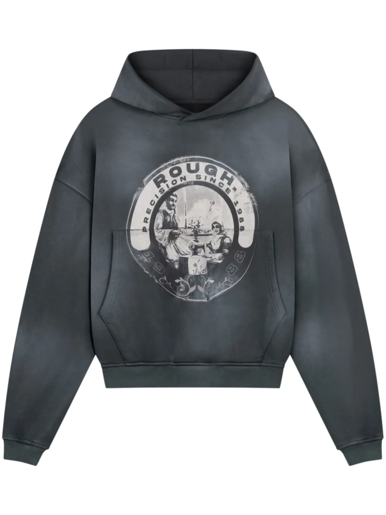 Худи с графичным принтом ROUGH., серый 
Худи с графичным принтом ROUGH., серый