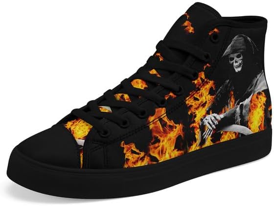 Высокие кеды AWSOLE с черепом из холщовой ткани для мужчин и женщин, шнуровка, модная унисекс, с рисунком пламени, повседневные плоские туфли, черные и белые
Высокие кеды AWSOLE с черепом из холщовой ткани для мужчин и женщин, шнуровка, модная унисекс, с рисунком пламени, повседневные плоские туфли, черные и белые