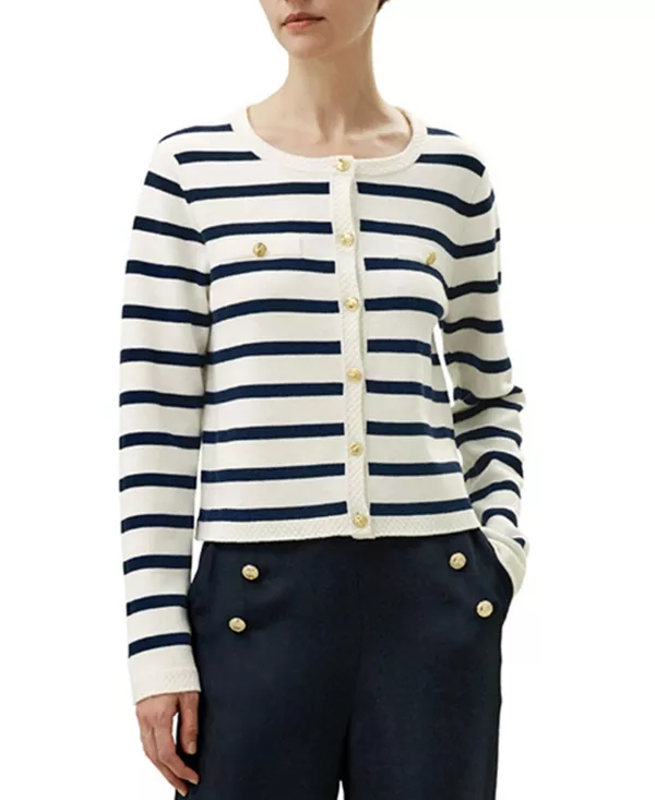 Кардиган из полосатой шерсти Gariana Lilysilk, синий
Кардиган из полосатой шерсти Gariana Lilysilk, синий