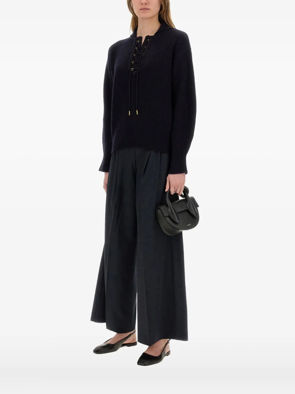 Ребристый свитер со шнуровкой MAX MARA, синий
Ребристый свитер со шнуровкой MAX MARA, синий