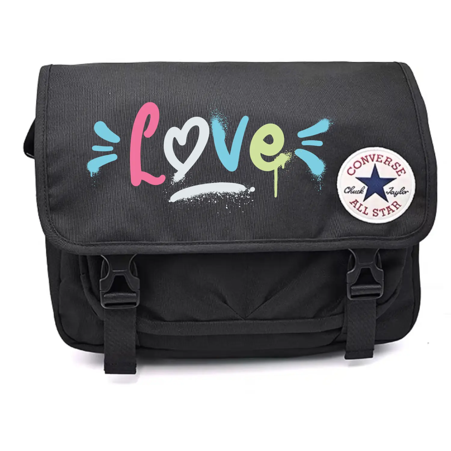 Converse Полиэстеровая сумка через плечо, наплечная сумка унисекс черная, Love
Converse Полиэстеровая сумка через плечо, наплечная сумка унисекс черная, Love