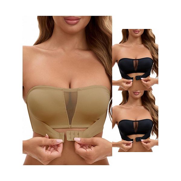 3 упаковки женских бесшовных бра-бандо с сетчатой вставкой спереди Inspire Chic, Black Khaki
3 упаковки женских бесшовных бра-бандо с сетчатой вставкой спереди Inspire Chic, Black Khaki