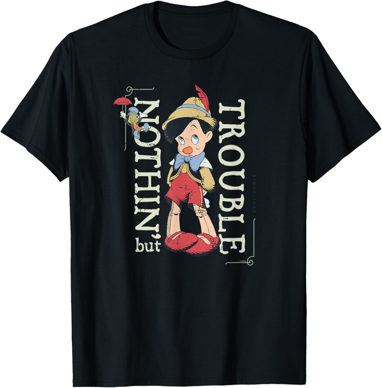 Футболка Disney «Пиноккио: Сплошные неприятности с 1940 года», черная
Футболка Disney «Пиноккио: Сплошные неприятности с 1940 года», черная