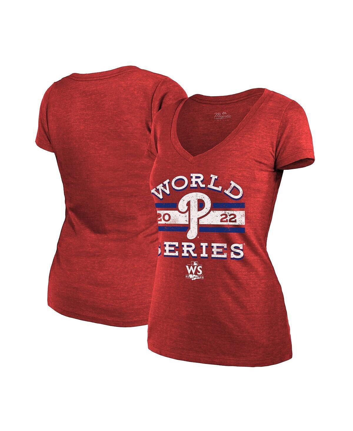 Женская красная футболка Philadelphia Phillies World Series 2022 со скромным v-образным вырезом Majestic, красный
Женская красная футболка Philadelphia Phillies World Series 2022 со скромным v-образным вырезом Majestic, красный