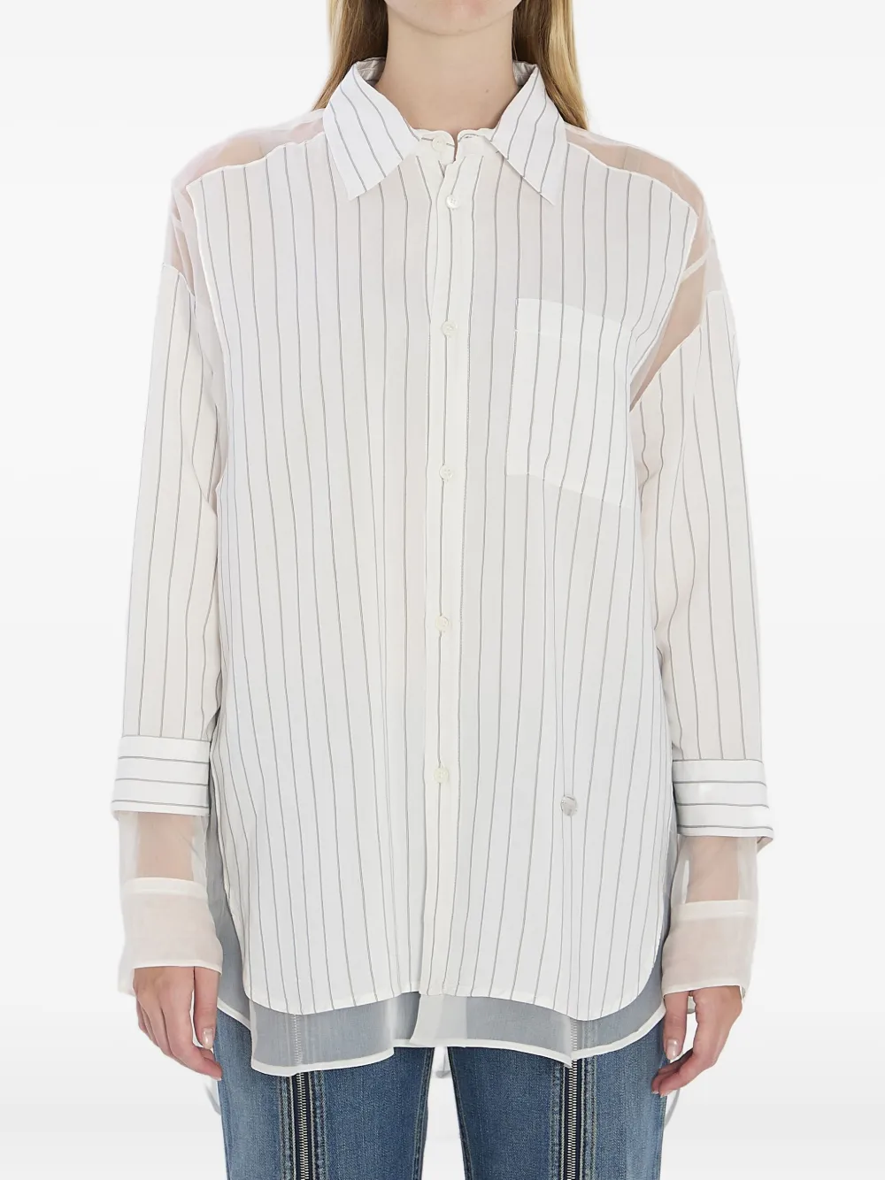 Рубашка с полосками и прозрачными вставками Jean Paul Gaultier, белый
Рубашка с полосками и прозрачными вставками Jean Paul Gaultier, белый