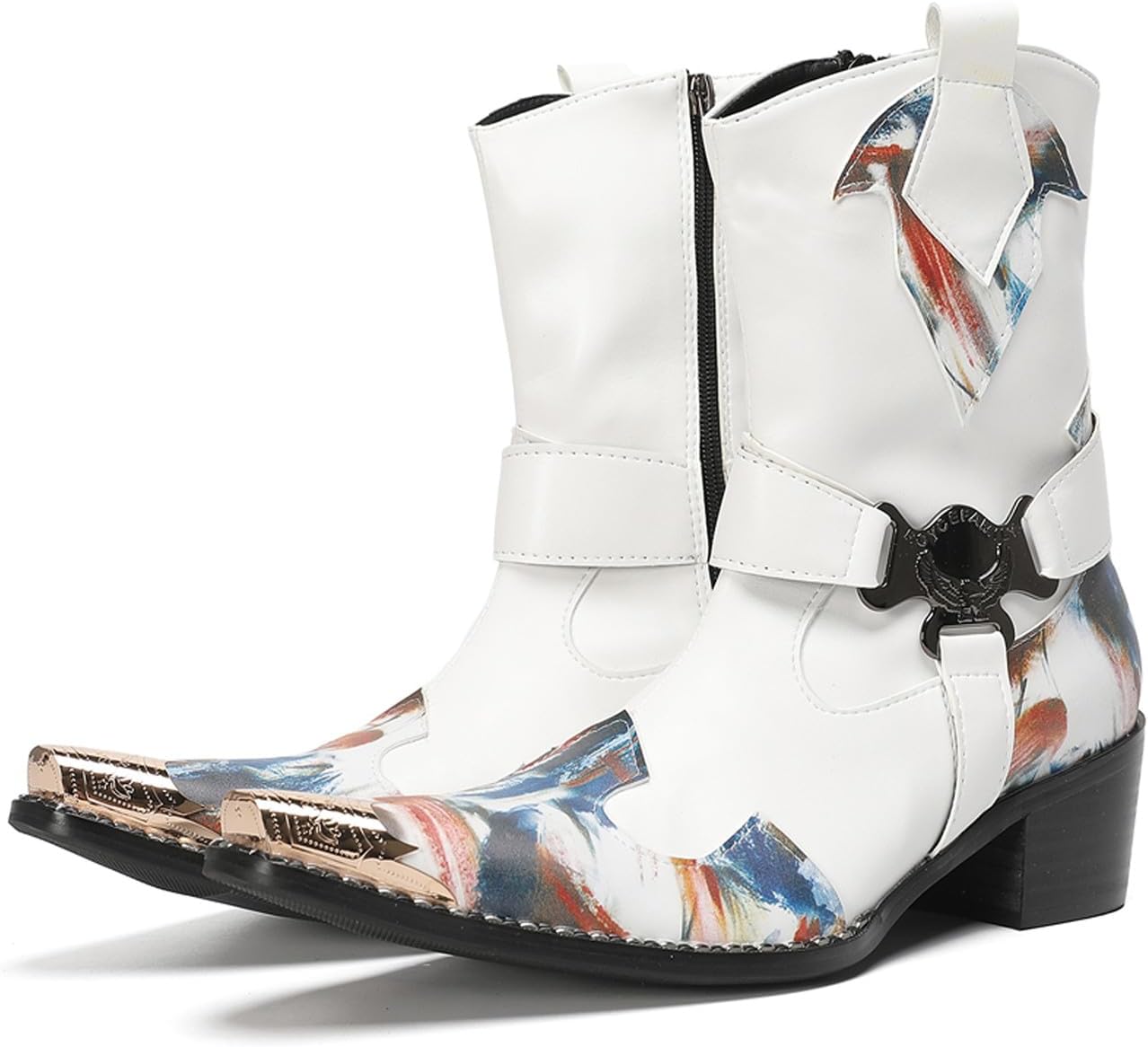 Мужские ботинки Santimon Cowboy, повседневные и нарядные, из натуральной кожи, высокие, с металлическим носком, молнией, размером, вестерн-стиль, модные, для свадьбы, певцов, баров, вечеринок, бальных мероприятий, челси-бутсы, белый
Мужские ботинки Santimon Cowboy, повседневные и нарядные, из натуральной кожи, высокие, с металлическим носком, молнией, размером, вестерн-стиль, модные, для свадьбы, певцов, баров, вечеринок, бальных мероприятий, челси-бутсы, белый