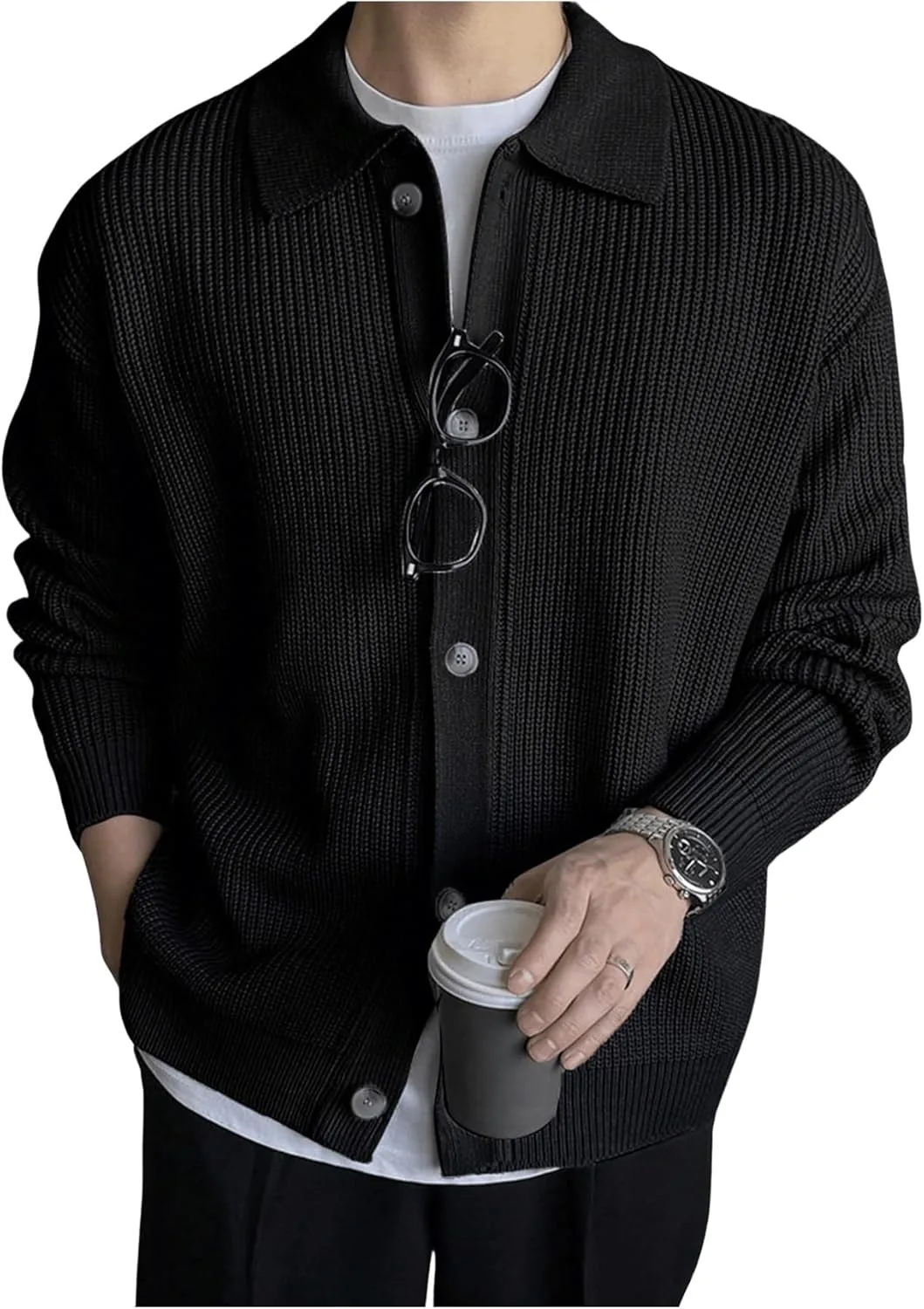 GORGLITTER мужской легкий кардиган оверсайз с воротником на пуговицах
GORGLITTER мужской легкий кардиган оверсайз с воротником на пуговицах