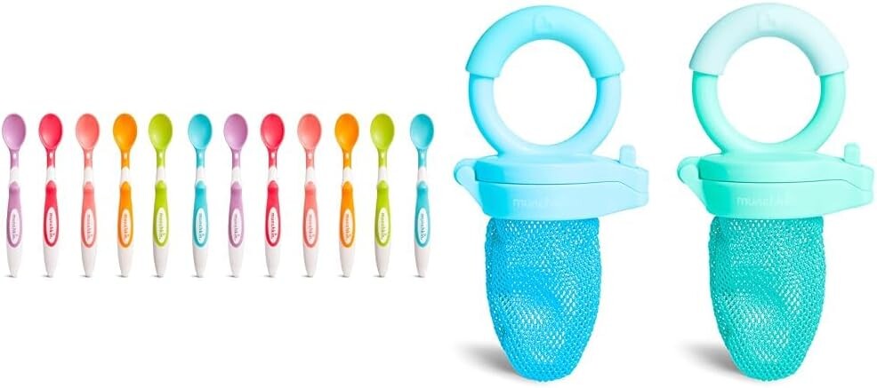 Детские ложки Munchkin® Soft Tip™, 12 шт. (1 шт. в упаковке) и кормушка для свежих продуктов, 2 шт. (1 шт. в упаковке), синий/мятный
Детские ложки Munchkin® Soft Tip™, 12 шт. (1 шт. в упаковке) и кормушка для свежих продуктов, 2 шт. (1 шт. в упаковке), синий/мятный