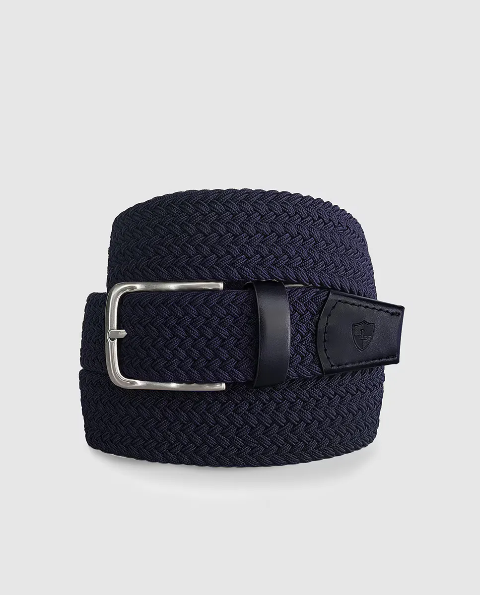 Эластичный плетеный ремень темно-синего цвета Leyva, синий 
Эластичный плетеный ремень темно-синего цвета Leyva, синий