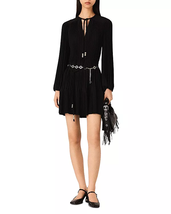 Короткое плиссированное платье Maje, черный
Короткое плиссированное платье Maje, черный