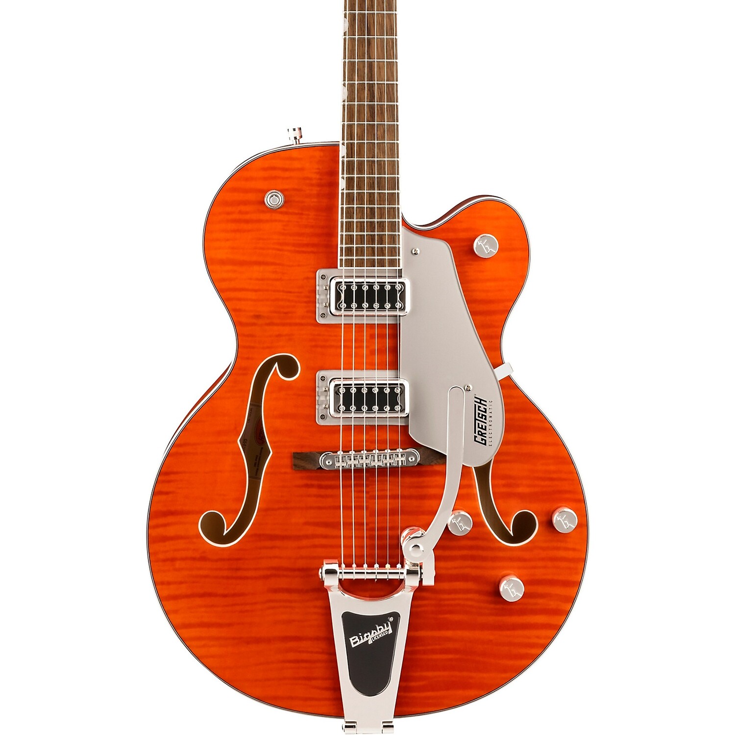 Gretsch Guitars G5427T Electromatic Hollowbody Single-Cut Flame Maple Top с электрогитарой Bigsby ограниченной серии Orange Stain
Gretsch Guitars G5427T Electromatic Hollowbody Single-Cut Flame Maple Top с электрогитарой Bigsby ограниченной серии Orange Stain