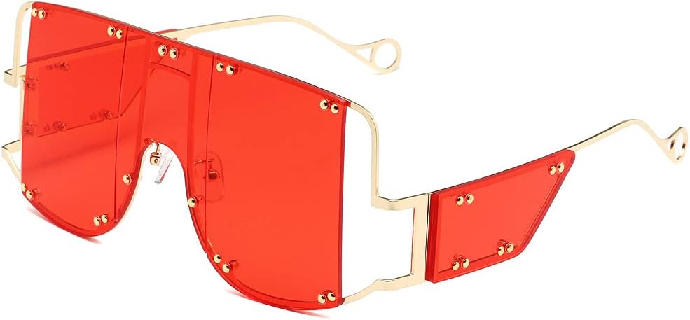 Солнцезащитные очки LASPOR увеличенного квадратного размера для женщин и мужчин, в большой оправе, без оправы, модные, винтажные, с металлическими заклепками, защита от УФ-излучения UV400, Red
Солнцезащитные очки LASPOR увеличенного квадратного размера для женщин и мужчин, в большой оправе, без оправы, модные, винтажные, с металлическими заклепками, защита от УФ-излучения UV400, Red