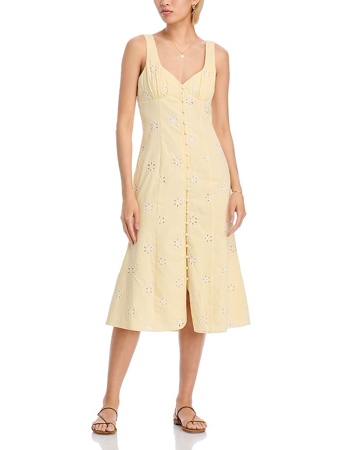 Платье с V-образным вырезом и ажурными вставками - эксклюзив AQUA, желтый
Платье с V-образным вырезом и ажурными вставками - эксклюзив AQUA, желтый