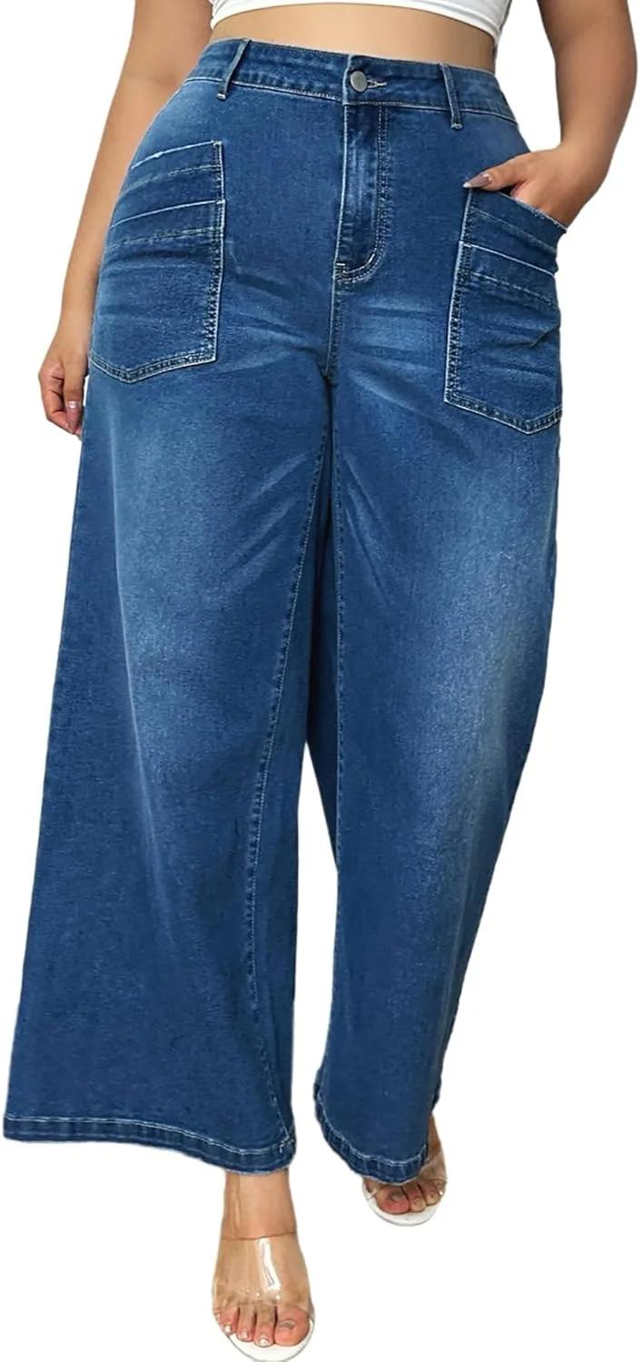 Женские джинсы plus size с расклешенным силуэтом, высокая посадка, свободный крой QLAUYIOE
Женские джинсы plus size с расклешенным силуэтом, высокая посадка, свободный крой QLAUYIOE