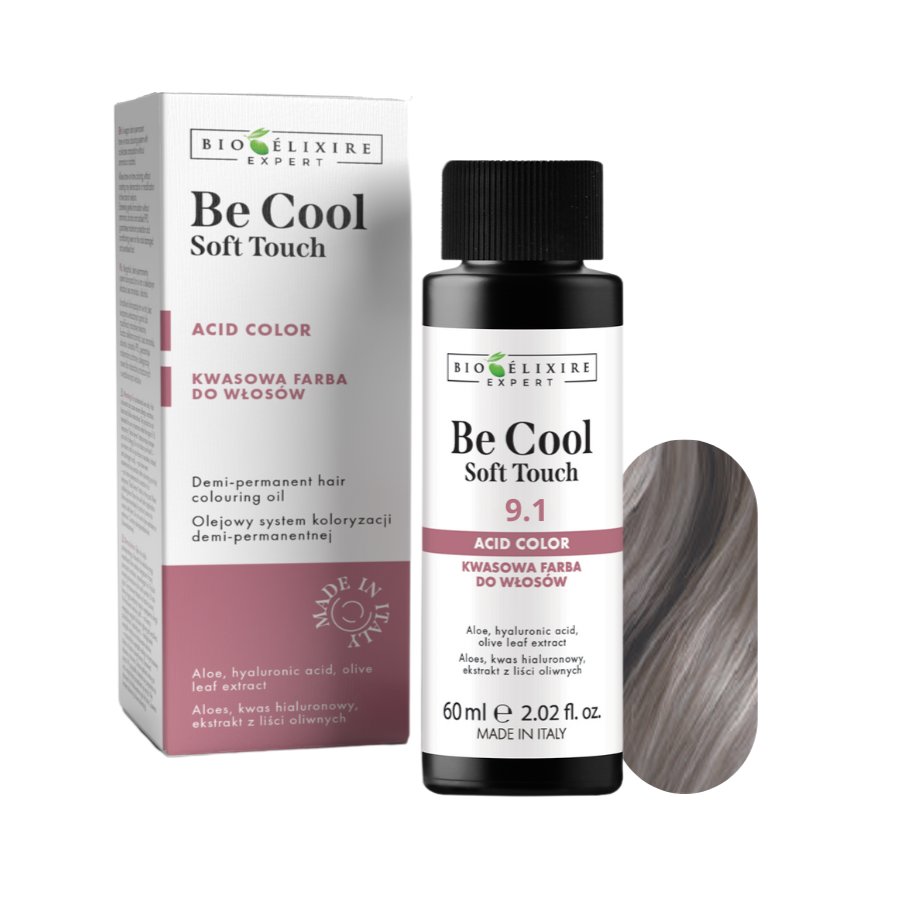 BIOELIXIRE Кислотная краска для волос Be Cool SOFT TOUCH - 9.1 Очень светлый пепельный блондин - 60 мл
BIOELIXIRE Кислотная краска для волос Be Cool SOFT TOUCH - 9.1 Очень светлый пепельный блондин - 60 мл