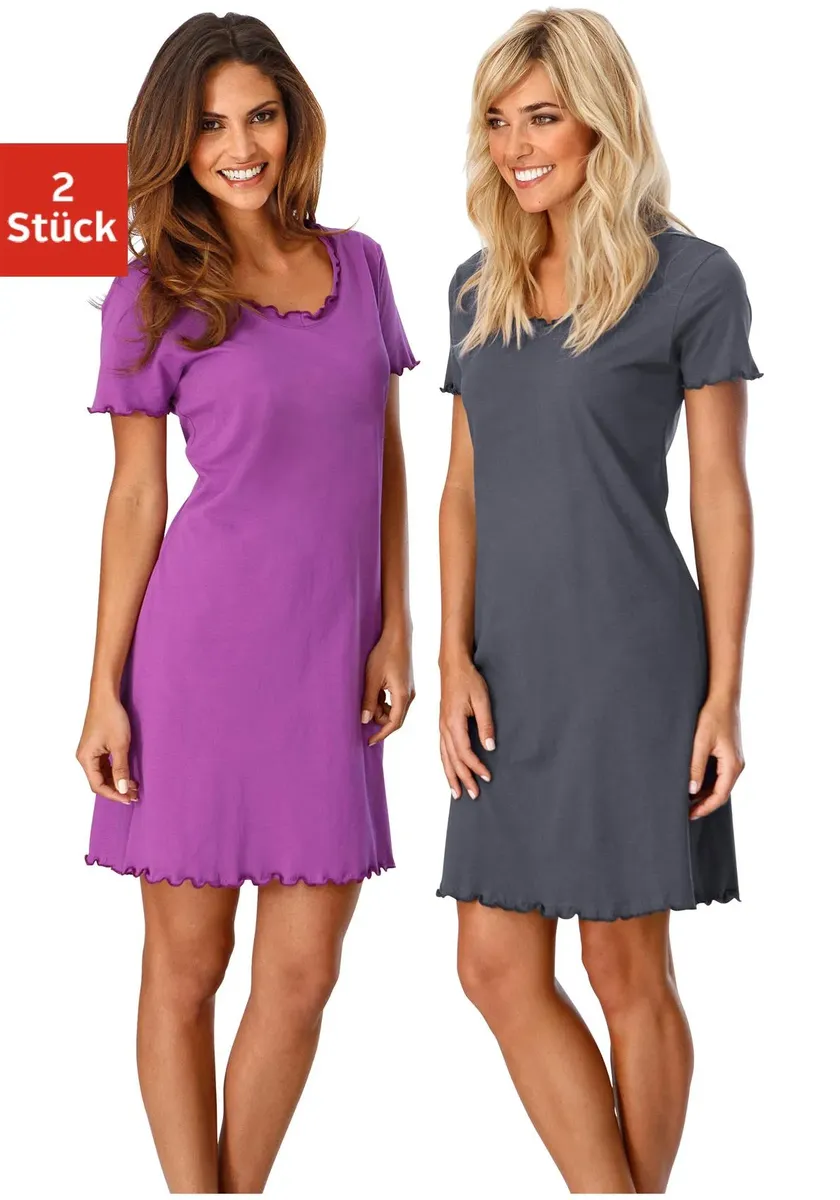 Ночная рубашка Vivance Dreams (2 шт.) с рюшами по краям, фиолетовый
Ночная рубашка Vivance Dreams (2 шт.) с рюшами по краям, фиолетовый