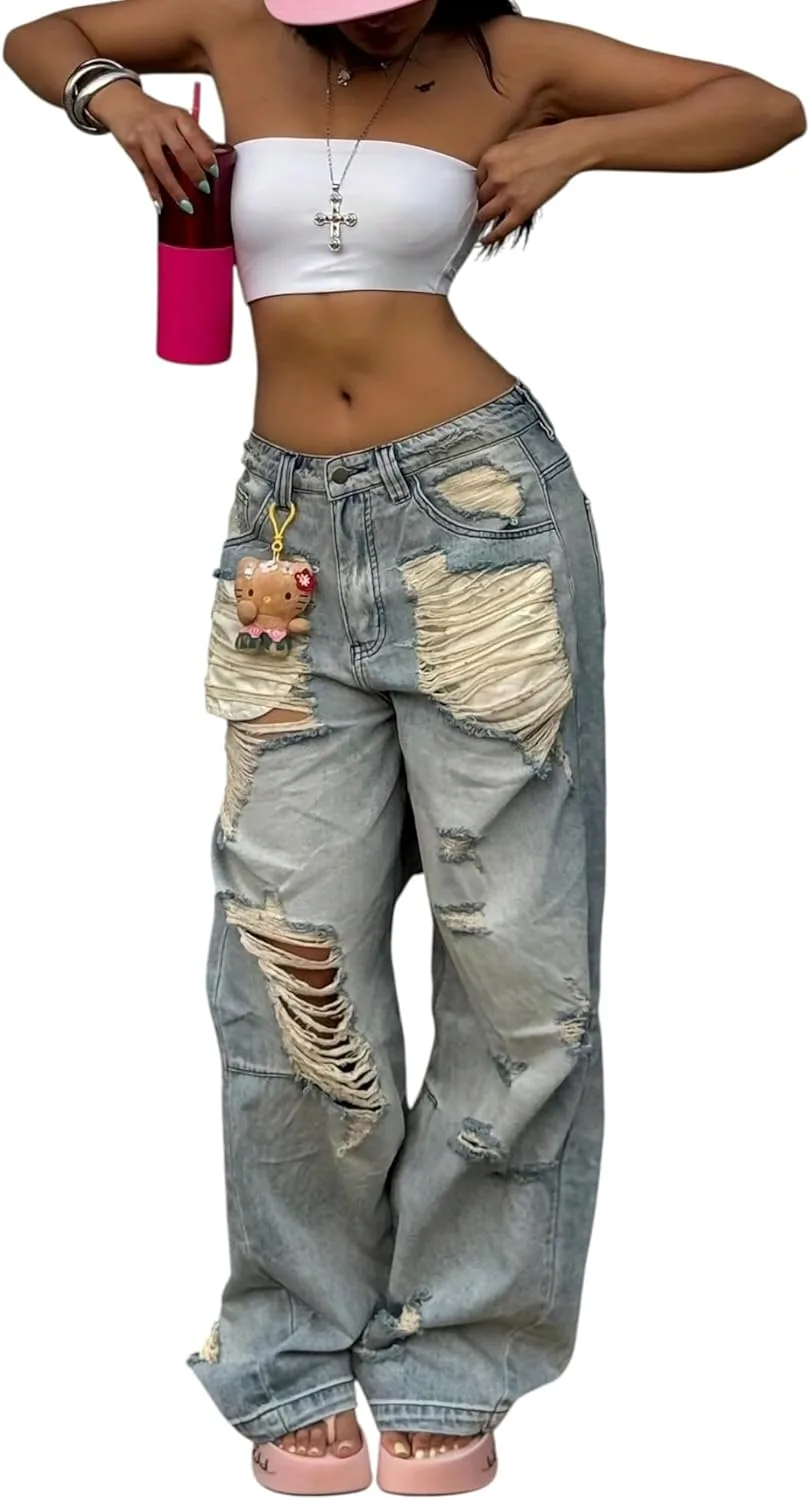 Женские рваные джинсы low waist baggy distressed denim jeans boyfriend wide leg dad jeans streetwear american retro CFNZER
Женские рваные джинсы low waist baggy distressed denim jeans boyfriend wide leg dad jeans streetwear american retro CFNZER