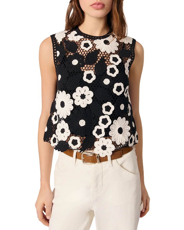 Вязаный топ с цветочным узором Maje, черный
Вязаный топ с цветочным узором Maje, черный