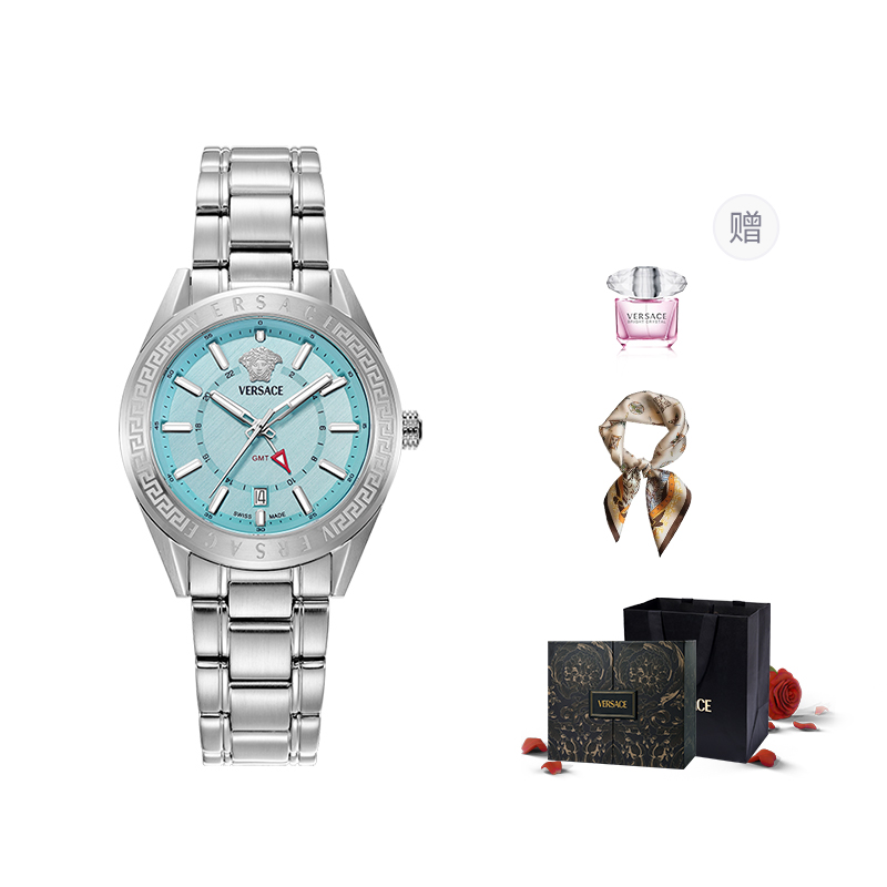 VERSACE Часы кварцевые с механизмом, браслет из нержавеющей стали, синий циферблат 42 мм, мужские часы, комплект с фиолетовой розой в коробке и шелковым шарфом
VERSACE Часы кварцевые с механизмом, браслет из нержавеющей стали, синий циферблат 42 мм, мужские часы, комплект с фиолетовой розой в коробке и шелковым шарфом