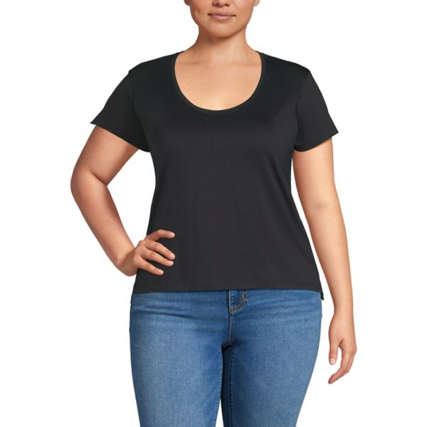 Плюс сайз футболка с круглым вырезом и коротким рукавом Lands' End, черный 
Плюс сайз футболка с круглым вырезом и коротким рукавом Lands' End, черный