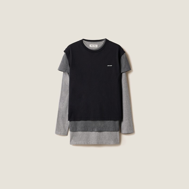 Комплект из 3 футболок из джерси. Miu Miu, черный 
Комплект из 3 футболок из джерси. Miu Miu, черный