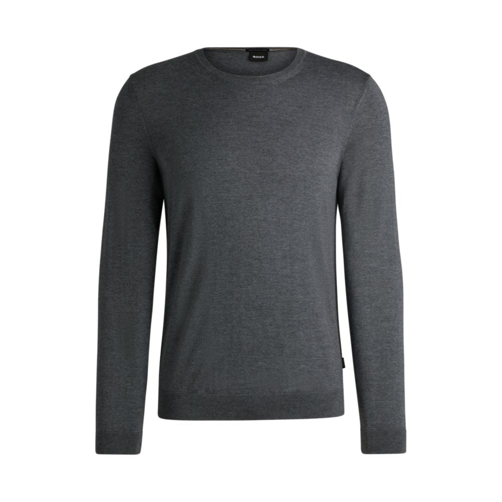 Облегающий свитер из мериносовой шерсти с круглым вырезом BOSS, серый
Облегающий свитер из мериносовой шерсти с круглым вырезом BOSS, серый