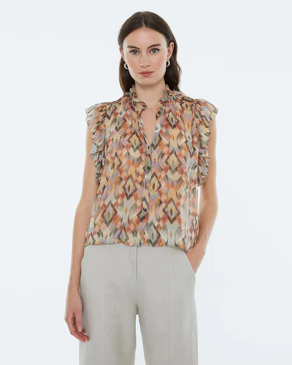 Женская рубашка без рукавов с принтом жоржета и воротником-стойкой Andam, цвет Kaki
Женская рубашка без рукавов с принтом жоржета и воротником-стойкой Andam, цвет Kaki