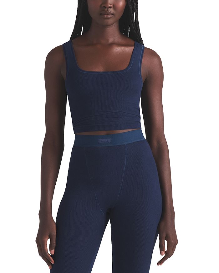 Хлопковый майка-борцовка SKIMS, синий
Хлопковый майка-борцовка SKIMS, синий