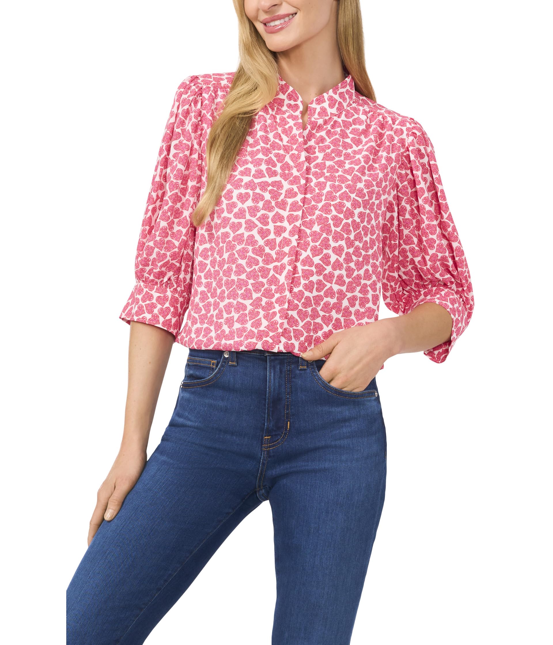Блуза CeCe Heart Ruched Sleeve Hidden Placket Blouse, Rose
Блуза CeCe Heart Ruched Sleeve Hidden Placket Blouse, Rose