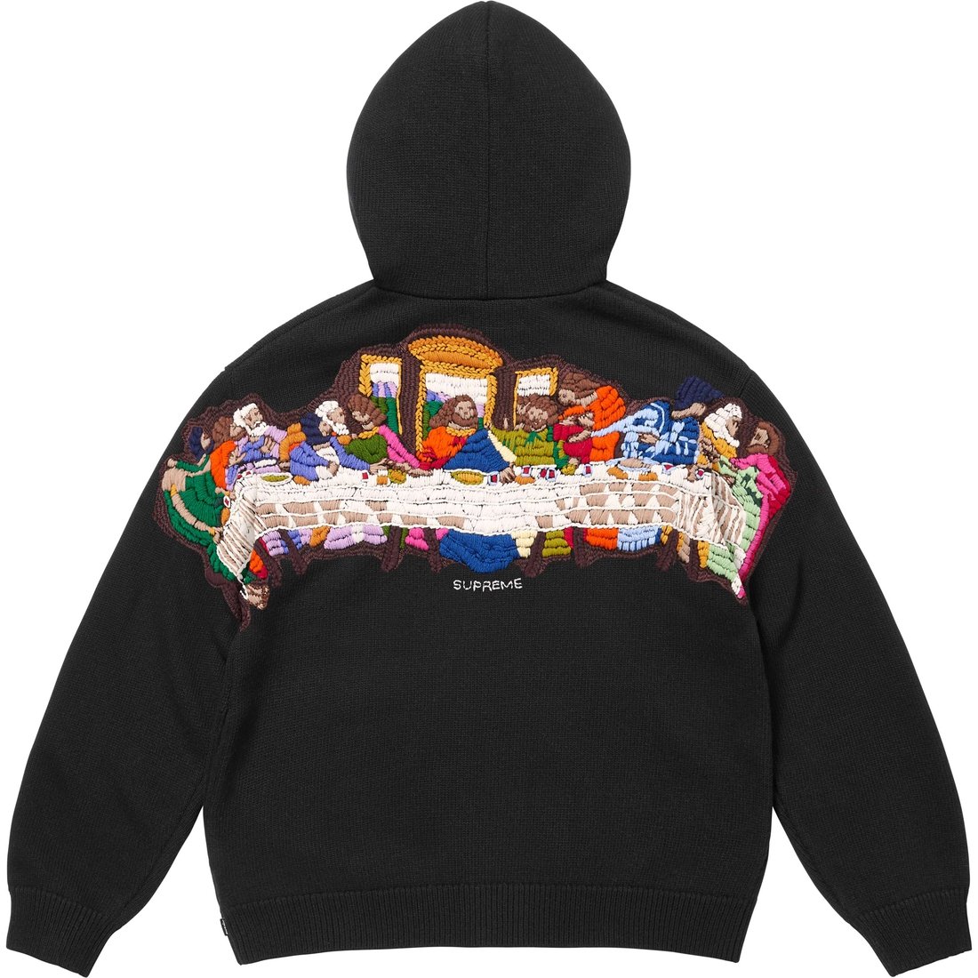 Свитшот с капюшоном и молнией с вышивкой «Тайная вечеря» Supreme, черный
Свитшот с капюшоном и молнией с вышивкой «Тайная вечеря» Supreme, черный