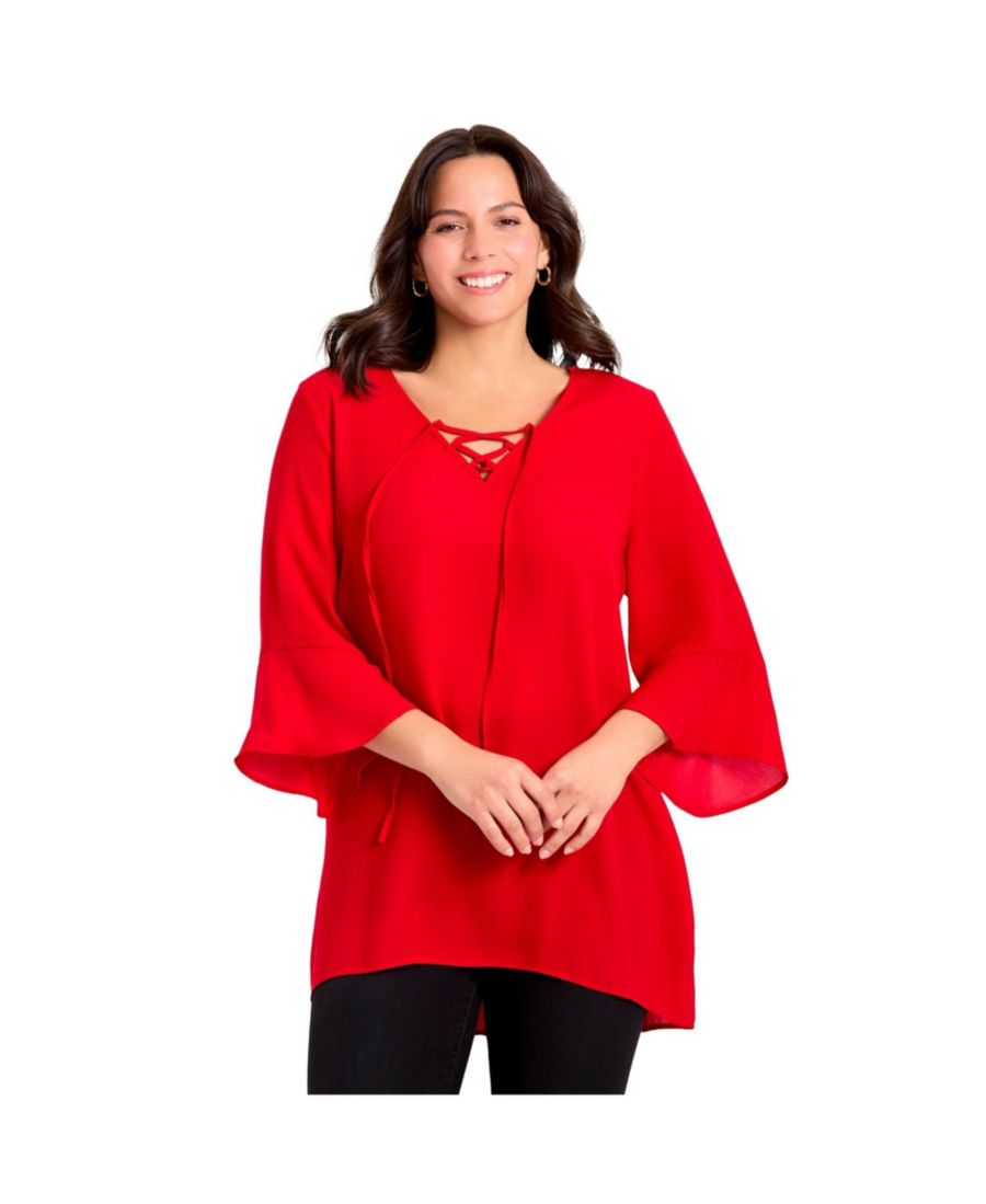 Женская туника с V-образным вырезом и шнуровкой, рукавами-колоколами AVENUE, Vibrant red
Женская туника с V-образным вырезом и шнуровкой, рукавами-колоколами AVENUE, Vibrant red
