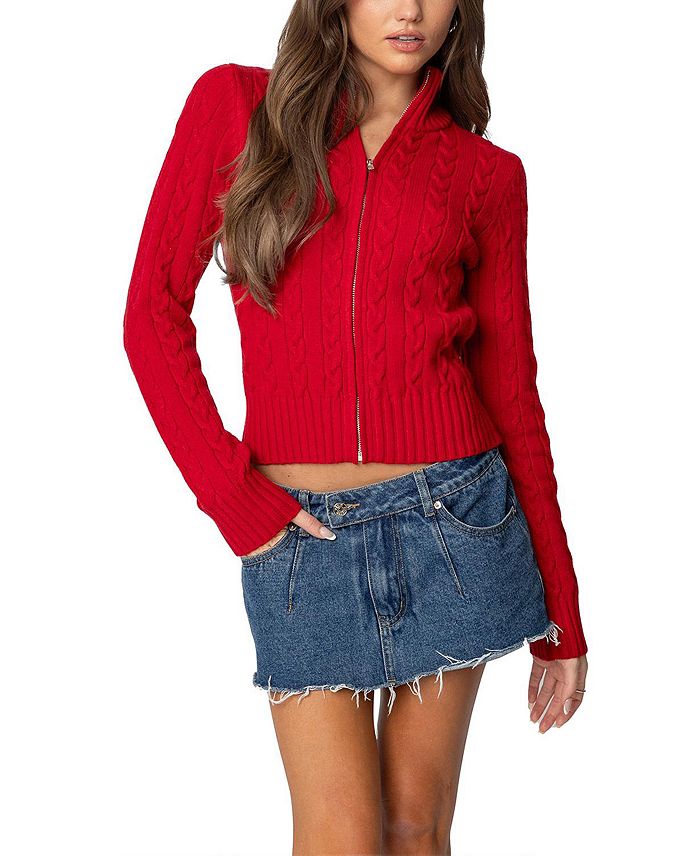 Кардиган с косами и застежкой-молнией Ryn Edikted, красный
Кардиган с косами и застежкой-молнией Ryn Edikted, красный