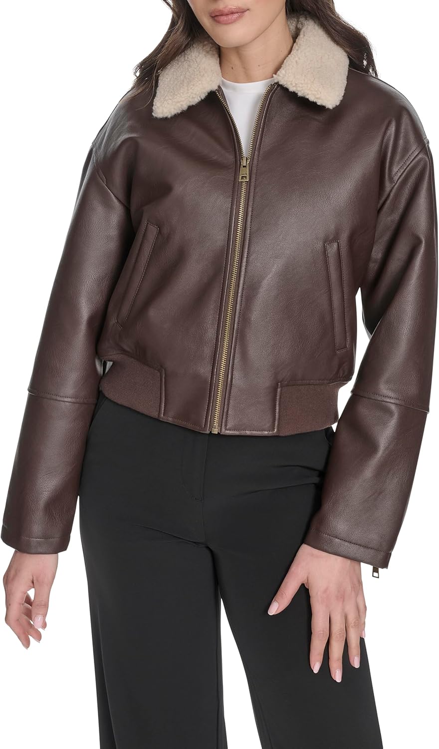 Levi's Женская куртка-бомбер из искусственной кожи с отложным воротником, Brown Sherpa Collar
Levi's Женская куртка-бомбер из искусственной кожи с отложным воротником, Brown Sherpa Collar