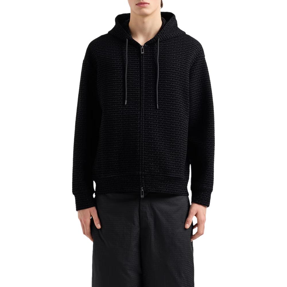 EMPORIO ARMANI Флисовая худи с молнией и шнурком, Black
EMPORIO ARMANI Флисовая худи с молнией и шнурком, Black