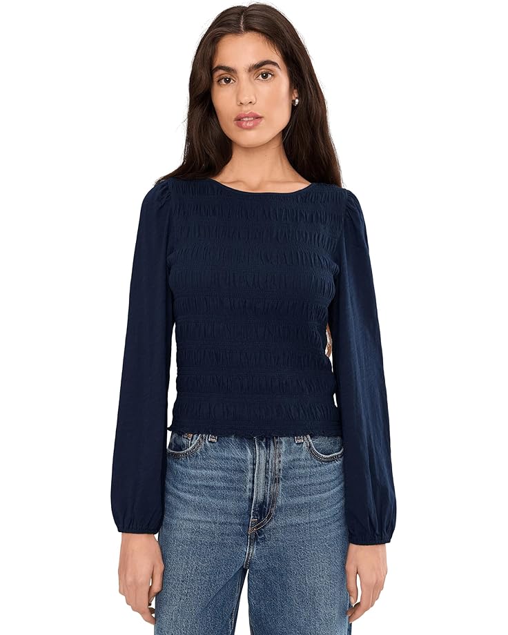 Женская блуза Madewell Bonytail с рукавом три четверти и сборками, Midnight Navy
Женская блуза Madewell Bonytail с рукавом три четверти и сборками, Midnight Navy