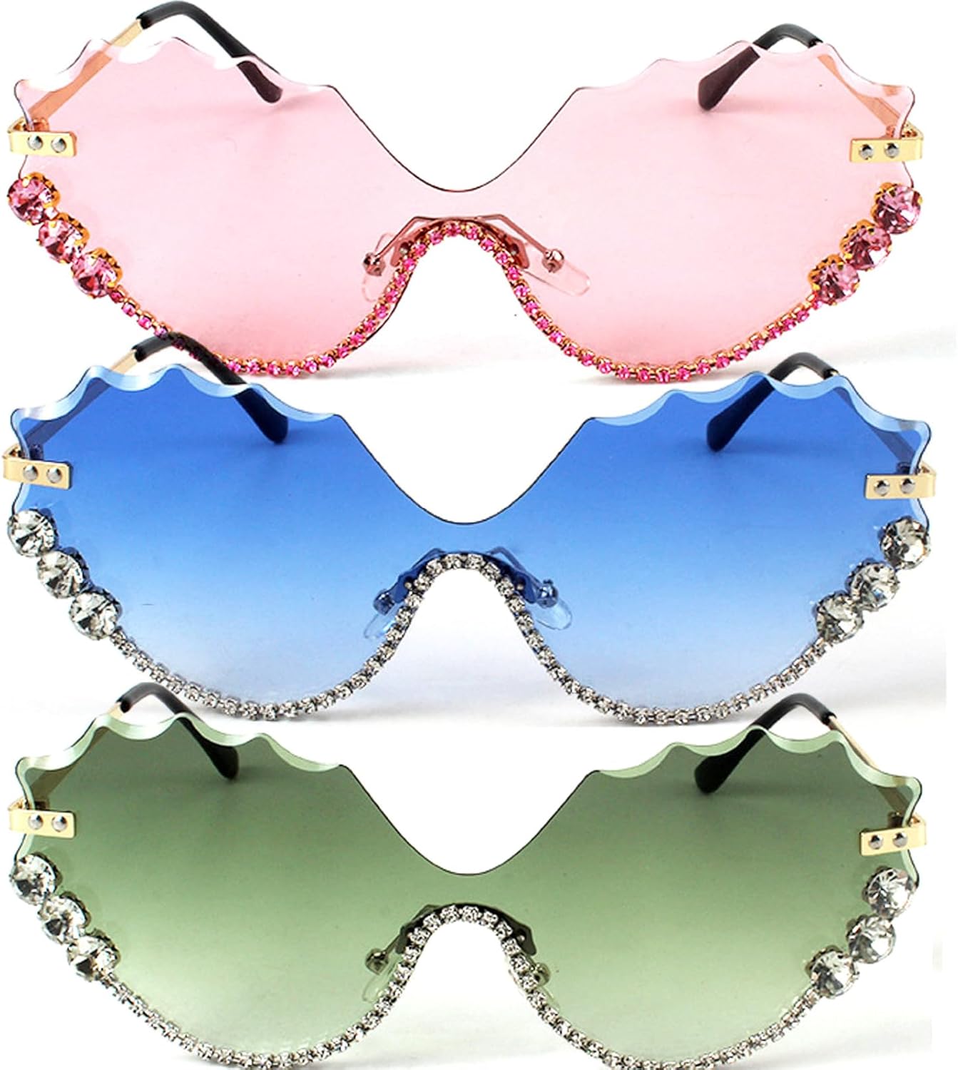Забавные солнцезащитные очки в оправе с драгоценными камнями для костюмированной вечеринки, украшенные стразами, женские солнцезащитные очки без оправы «кошачий глаз», оригинальные очки с бриллиантами mincl, 3pcs-pink&green&blue
Забавные солнцезащитные очки в оправе с драгоценными камнями для костюмированной вечеринки, украшенные стразами, женские солнцезащитные очки без оправы «кошачий глаз», оригинальные очки с бриллиантами mincl, 3pcs-pink&green&blue