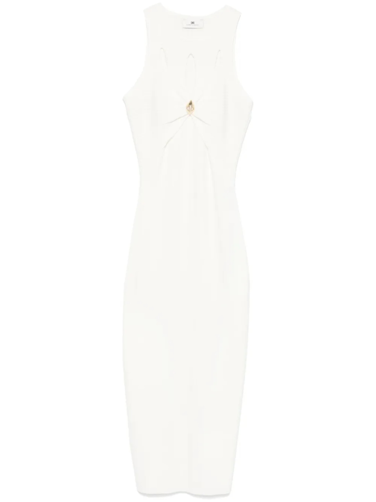 Платье-миди Elisabetta Franchi из трикотажного полотна с вырезами, белый 
Платье-миди Elisabetta Franchi из трикотажного полотна с вырезами, белый