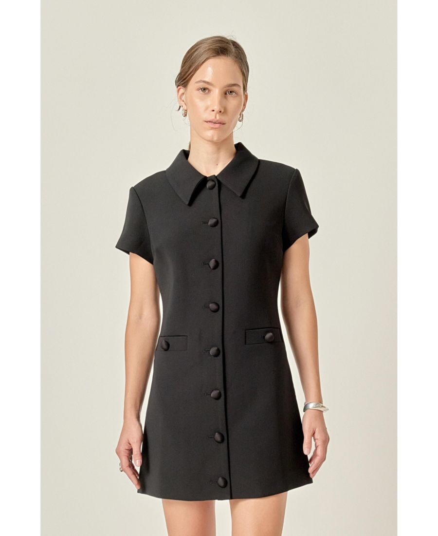 Женское бархатное мини-платье с воротником на пуговицах English Factory, Black
Женское бархатное мини-платье с воротником на пуговицах English Factory, Black